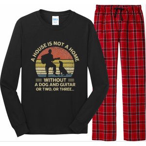 A House Is Not A Home Without A Dog And Guitar Or Two Retro Long Sleeve Pajama Set