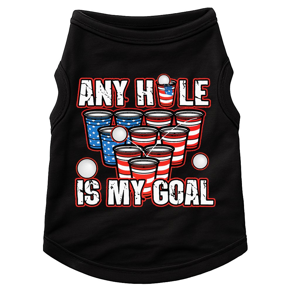 Any Hole Is My Goal 4th of July Funny Beer Pong Game Doggie Tank
