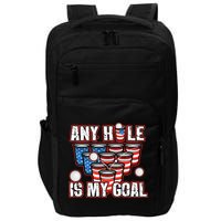 Any Hole Is My Goal 4th of July Funny Beer Pong Game Impact Tech Backpack