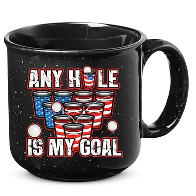 Any Hole Is My Goal 4th of July Funny Beer Pong Game 15oz Campfire Ceramic Mug