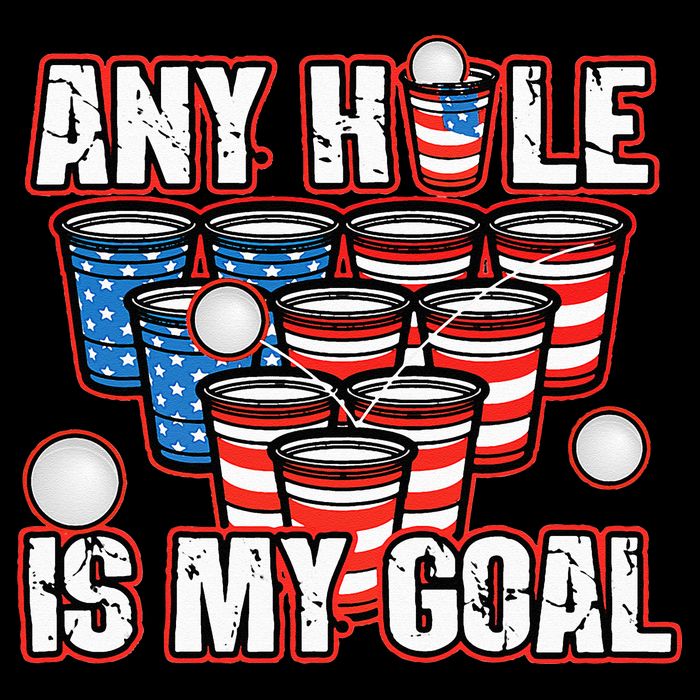 Any Hole Is My Goal 4th of July Funny Beer Pong Game Sustainable Beanie