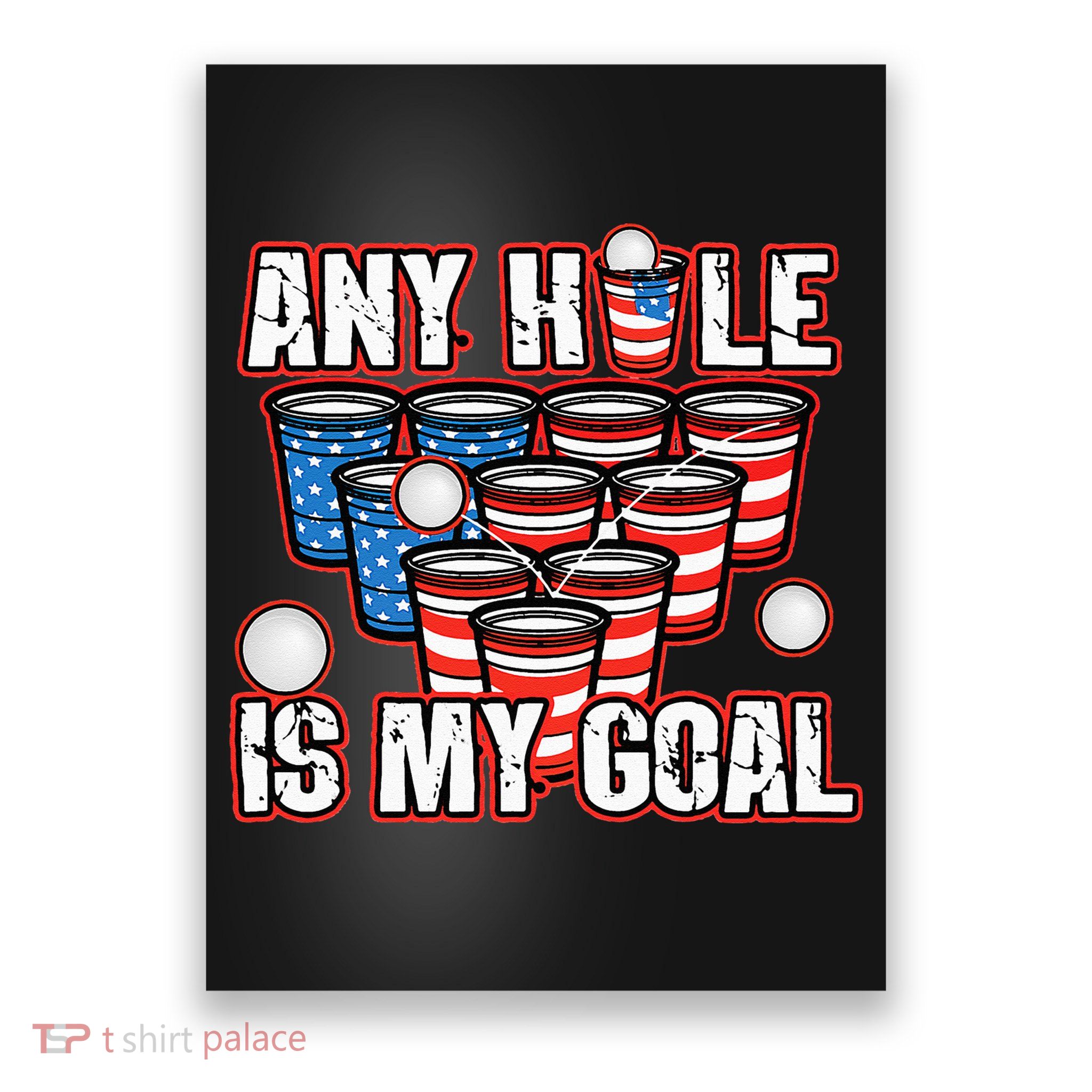 Any Hole Is My Goal 4th of July Funny Beer Pong Game Poster