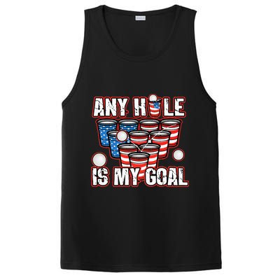 Any Hole Is My Goal 4th of July Funny Beer Pong Game PosiCharge Competitor Tank