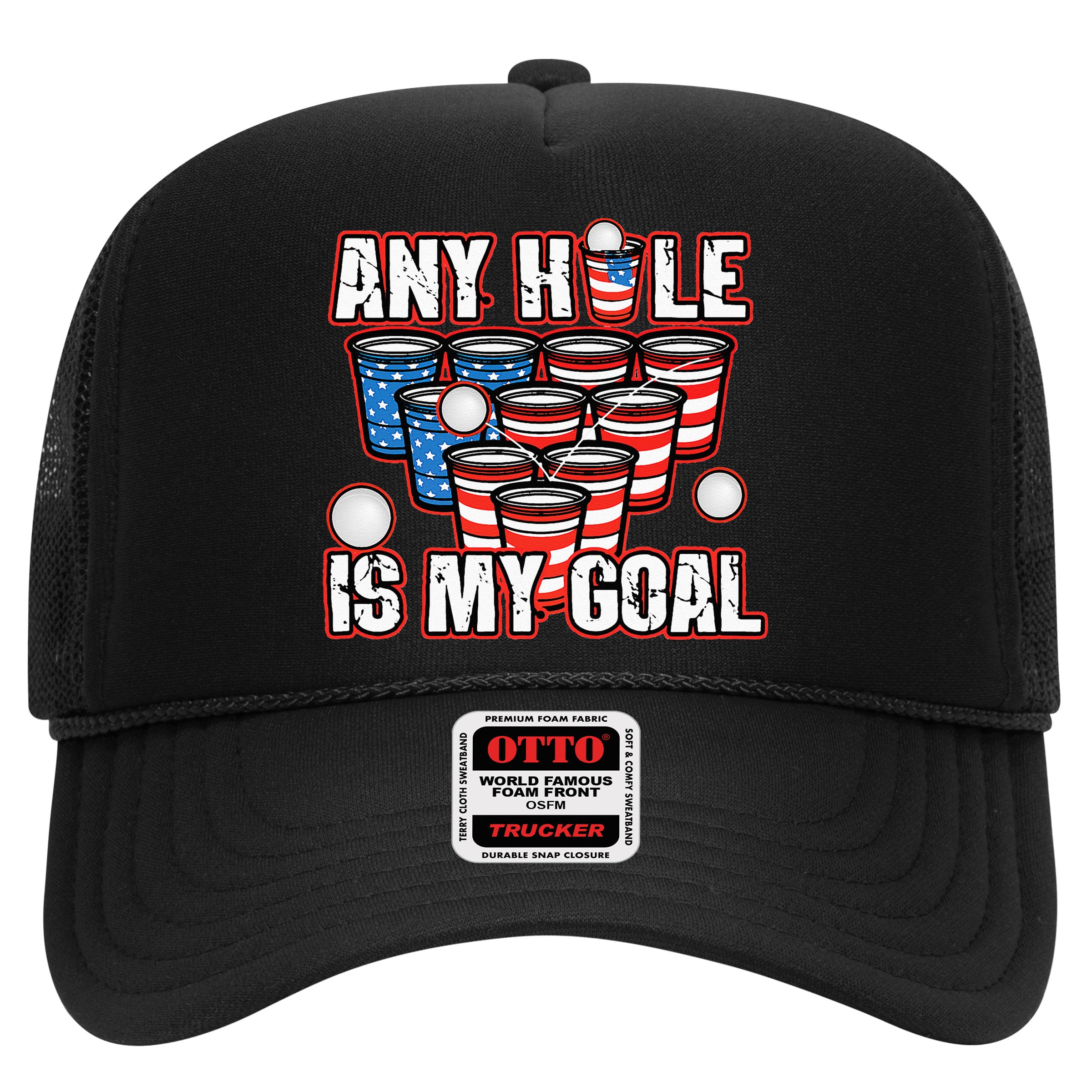 Any Hole Is My Goal 4th of July Funny Beer Pong Game Hat