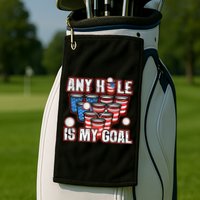 Any Hole Is My Goal 4th of July Funny Beer Pong Game Golf Towel