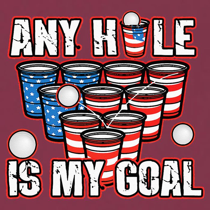 Any Hole Is My Goal 4th of July Funny Beer Pong Game 16oz Travel Tumbler