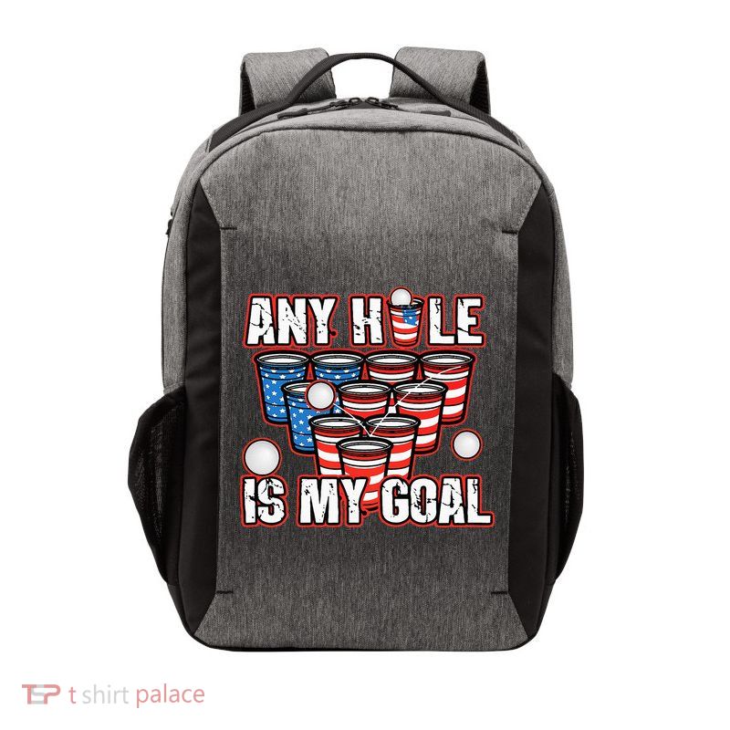 Any Hole Is My Goal 4th of July Funny Beer Pong Game Vector Backpack