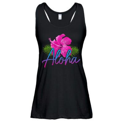 Aloha Hawaiian Islands Hawaii Surf Hibiscus Flower Surfer Ladies Essential Flowy Tank