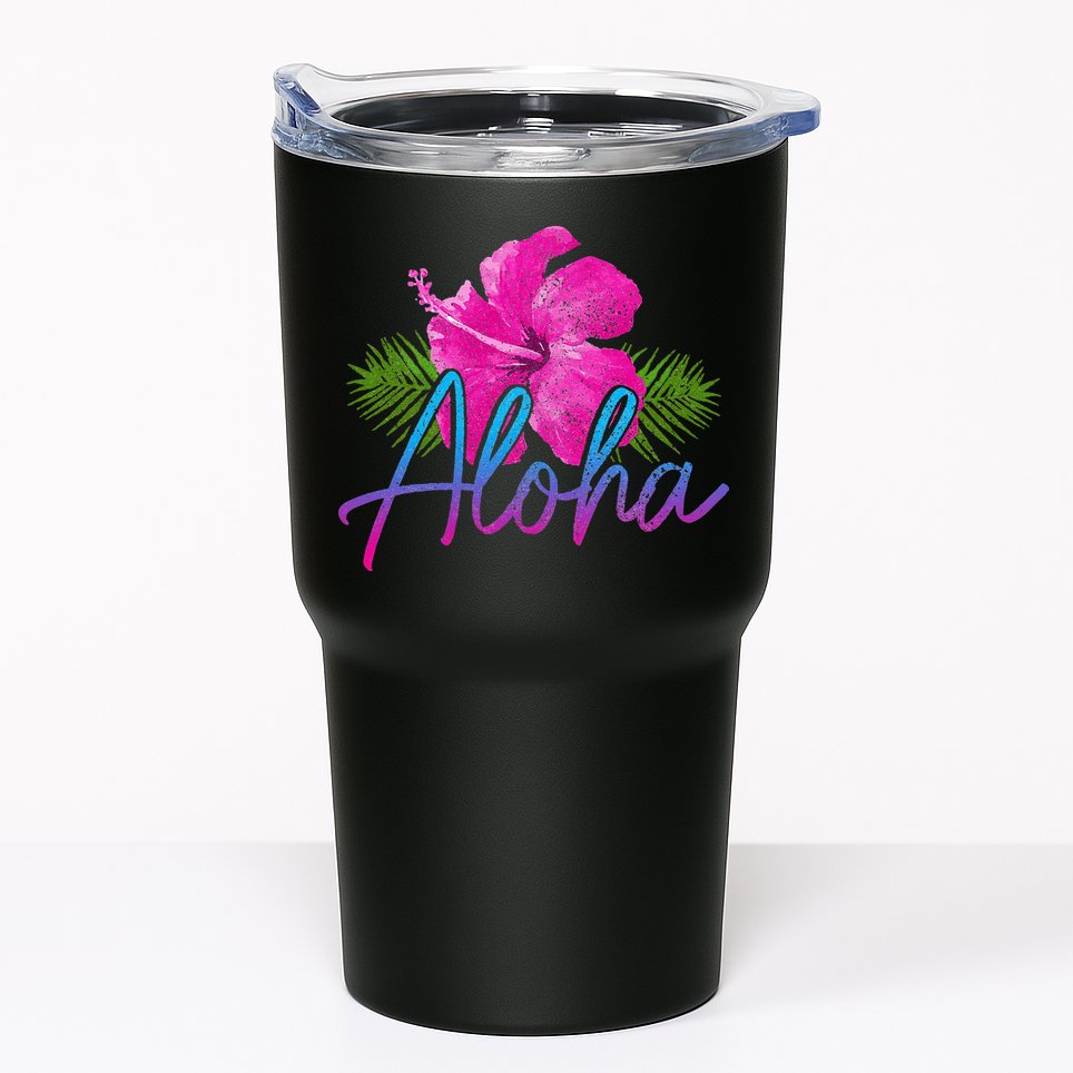 Aloha Hawaiian Islands Hawaii Surf Hibiscus Flower Surfer Tumbler