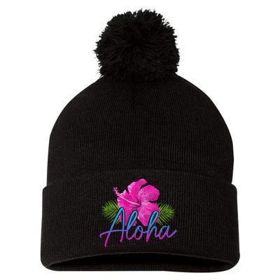 Aloha Hawaiian Islands Hawaii Surf Hibiscus Flower Surfer Pom Pom 12in Knit Beanie