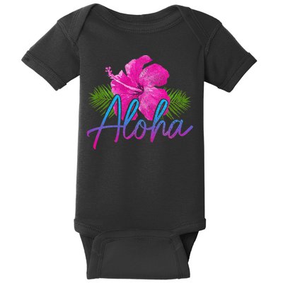 Aloha Hawaiian Islands Hawaii Surf Hibiscus Flower Surfer Baby Bodysuit
