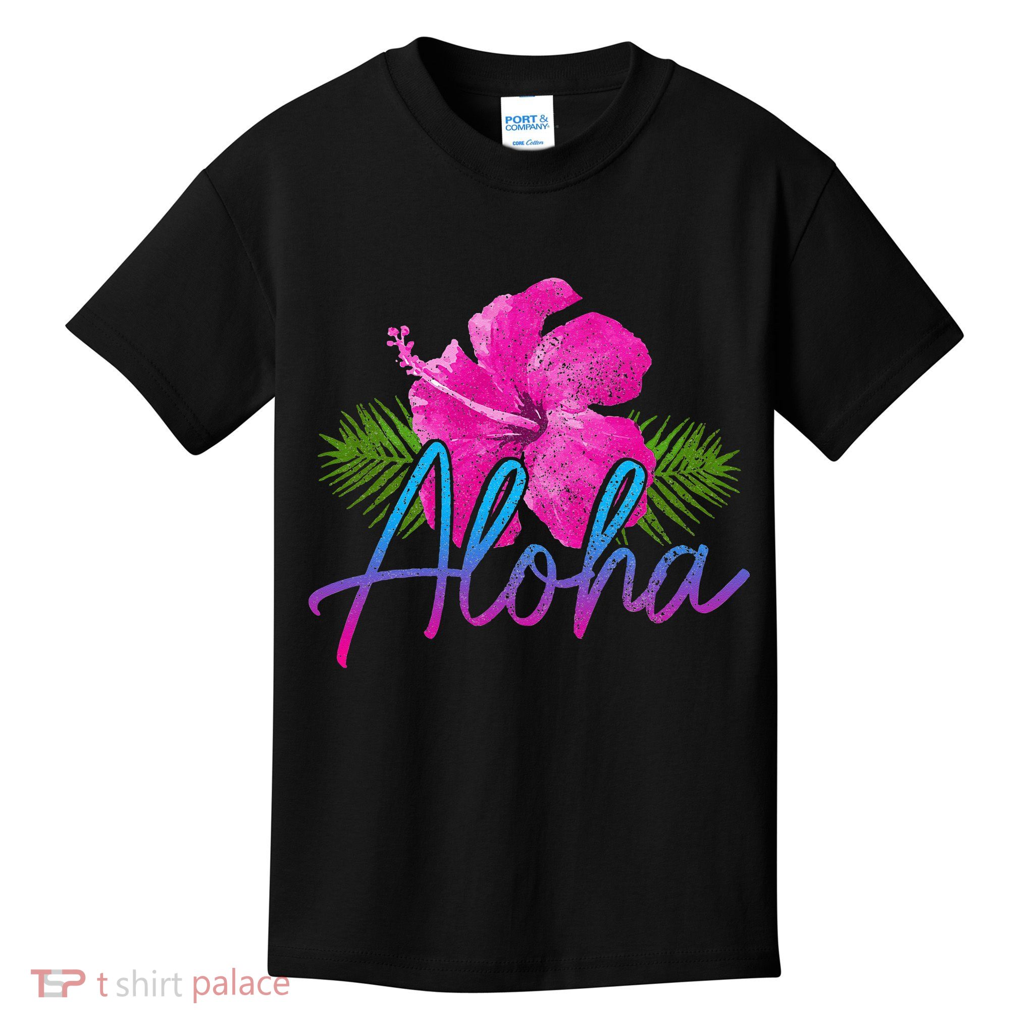 Aloha Hawaiian Islands Hawaii Surf Hibiscus Flower Surfer Kids T-Shirt