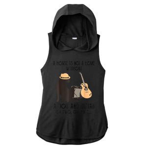 A House Is Not A Home Without A Dog And Guitar Ladies PosiCharge Tri-Blend Wicking Draft Hoodie Tank