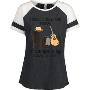 A House Is Not A Home Without A Dog And Guitar Enza Ladies Jersey Colorblock Tee