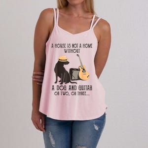 A House Is Not A Home Without A Dog And Guitar Women's Strappy Tank