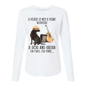 A House Is Not A Home Without A Dog And Guitar Womens Cotton Relaxed Long Sleeve T-Shirt