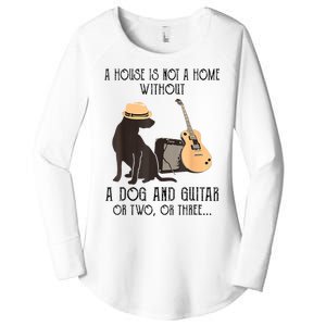 A House Is Not A Home Without A Dog And Guitar Women's Perfect Tri Tunic Long Sleeve Shirt