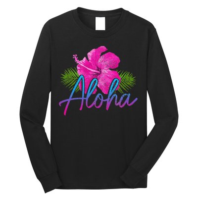 Aloha Hawaiian Islands Hawaii Surf Hibiscus Flower Surfer Long Sleeve Shirt