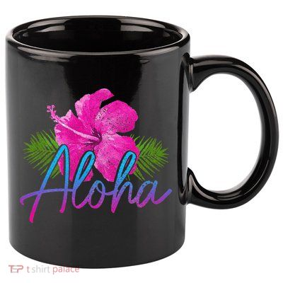 Aloha Hawaiian Islands Hawaii Surf Hibiscus Flower Surfer 11oz C Handle Ceramic Mug