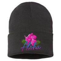 Aloha Hawaiian Islands Hawaii Surf Hibiscus Flower Surfer Sustainable Knit Beanie