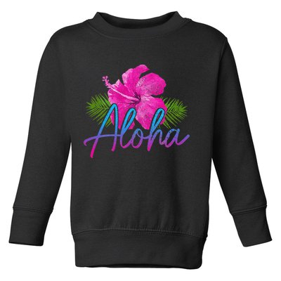 Aloha Hawaiian Islands Hawaii Surf Hibiscus Flower Surfer Toddler Sweatshirt
