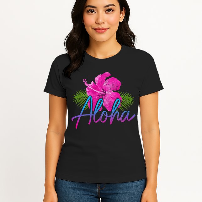 Aloha Hawaiian Islands Hawaii Surf Hibiscus Flower Surfer Womens T-Shirt