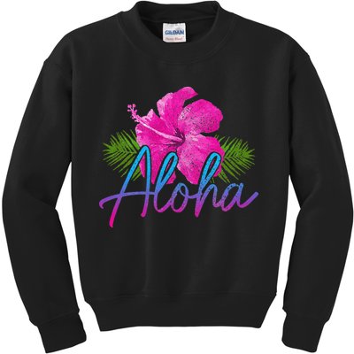 Aloha Hawaiian Islands Hawaii Surf Hibiscus Flower Surfer Kids Sweatshirt