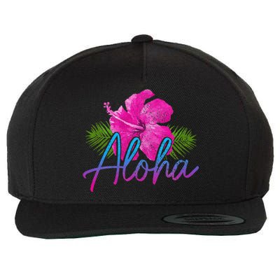 Aloha Hawaiian Islands Hawaii Surf Hibiscus Flower Surfer Wool Snapback Cap