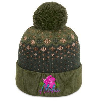 Aloha Hawaiian Islands Hawaii Surf Hibiscus Flower Surfer The Baniff Cuffed Pom Beanie