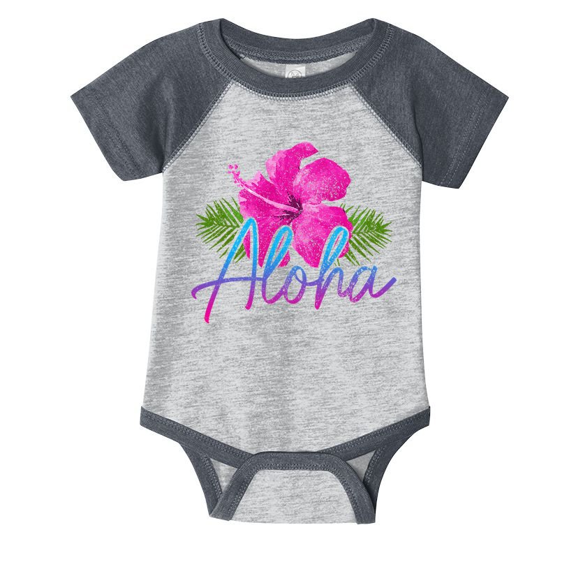 Aloha Hawaiian Islands Hawaii Surf Hibiscus Flower Surfer Infant Baby Jersey Bodysuit