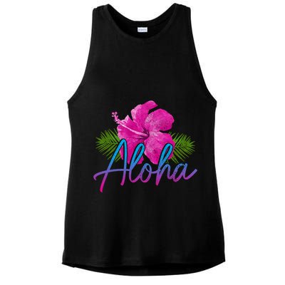 Aloha Hawaiian Islands Hawaii Surf Hibiscus Flower Surfer Great Gift Ladies PosiCharge Tri-Blend Wicking Tank