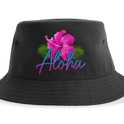 Aloha Hawaiian Islands Hawaii Surf Hibiscus Flower Surfer Great Gift Sustainable Bucket Hat