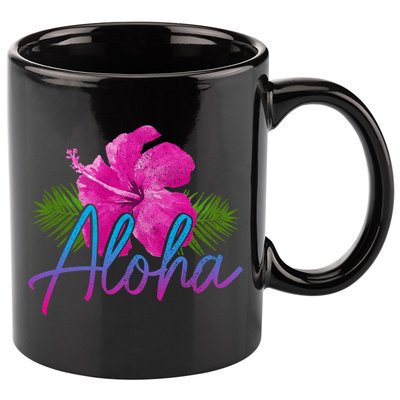 Aloha Hawaiian Islands Hawaii Surf Hibiscus Flower Surfer Great Gift 11oz C Handle Ceramic Mug
