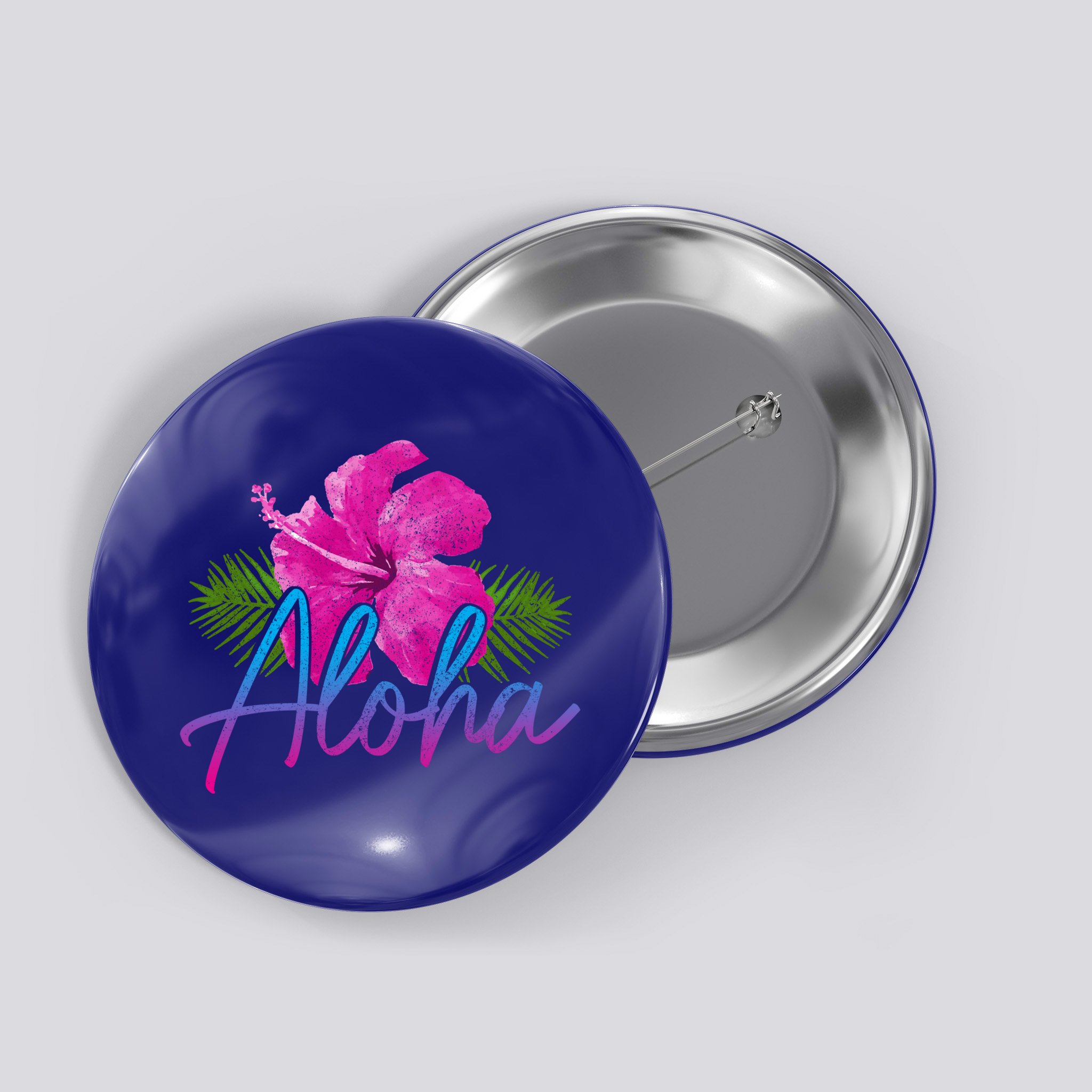 Aloha Hawaiian Islands Hawaii Surf Hibiscus Flower Surfer Great Gift Button