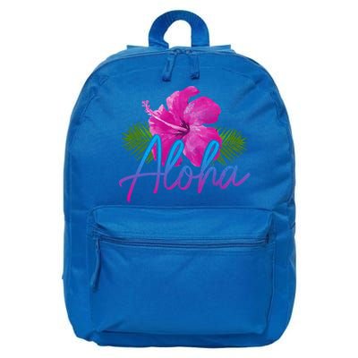 Aloha Hawaiian Islands Hawaii Surf Hibiscus Flower Surfer Great Gift 16 in Basic Backpack