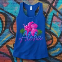 Aloha Hawaiian Islands Hawaii Surf Hibiscus Flower Surfer Great Gift Womens Tank Top