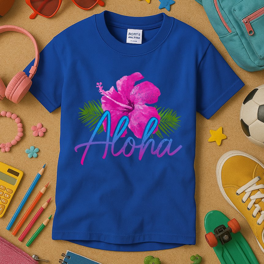 Aloha Hawaiian Islands Hawaii Surf Hibiscus Flower Surfer Great Gift Kids T-Shirt