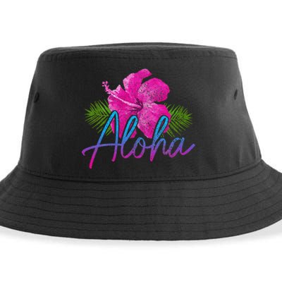 Aloha Hawaiian Islands Hawaii Surf Hibiscus Flower Surfer Sustainable Bucket Hat