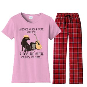 A House Is Not A Home Without A Dog And Guitar Or Two Women's Flannel Pajama Set