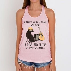 A House Is Not A Home Without A Dog And Guitar Or Two Women's Knotted Racerback Tank