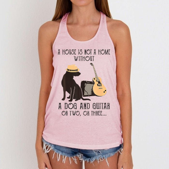 A House Is Not A Home Without A Dog And Guitar Or Two Women's Knotted Racerback Tank