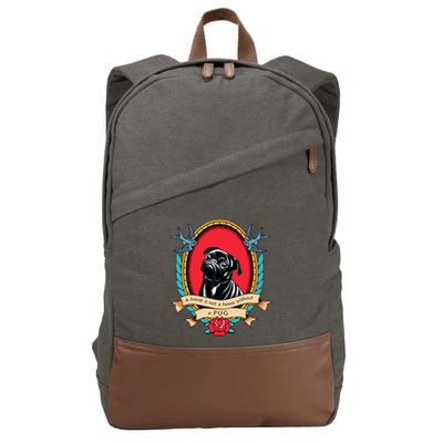 A House Is Not A Home Without A Pug Traditional Tattoo Style Cotton Canvas Backpack