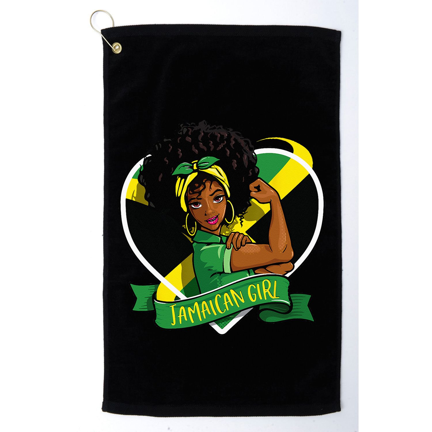 Afro Hair Jamaican Flag Women Black Melanin Jamaica Golf Towel