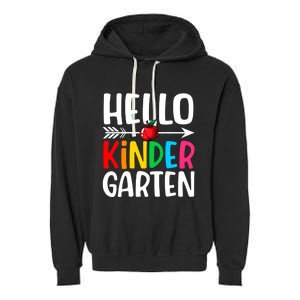 Awesome Hello Kindergarten Teacher Student Cute Kindergarten Meaningful Gift Garment-Dyed Fleece Hoodie