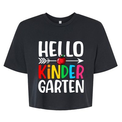 Awesome Hello Kindergarten Teacher Student Cute Kindergarten Meaningful Gift Bella+Canvas Jersey Crop Tee