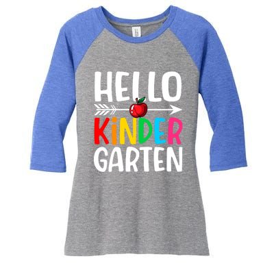 Awesome Hello Kindergarten Teacher Student Cute Kindergarten Meaningful Gift Women's Tri-Blend 3/4-Sleeve Raglan Shirt