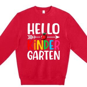 Awesome Hello Kindergarten Teacher Student Cute Kindergarten Meaningful Gift Premium Crewneck Sweatshirt