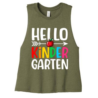 Awesome Hello Kindergarten Teacher Student Cute Kindergarten Meaningful Gift Women's Racerback Cropped Tank