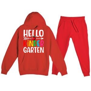 Awesome Hello Kindergarten Teacher Student Cute Kindergarten Meaningful Gift Premium Hooded Sweatsuit Set