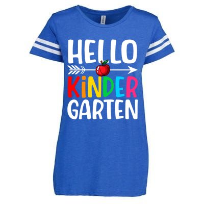 Awesome Hello Kindergarten Teacher Student Cute Kindergarten Meaningful Gift Enza Ladies Jersey Football T-Shirt